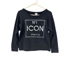 Love Charlotte xo Girls Black N1 ICON PARIS Metallic Graphic Sweatshirt Large